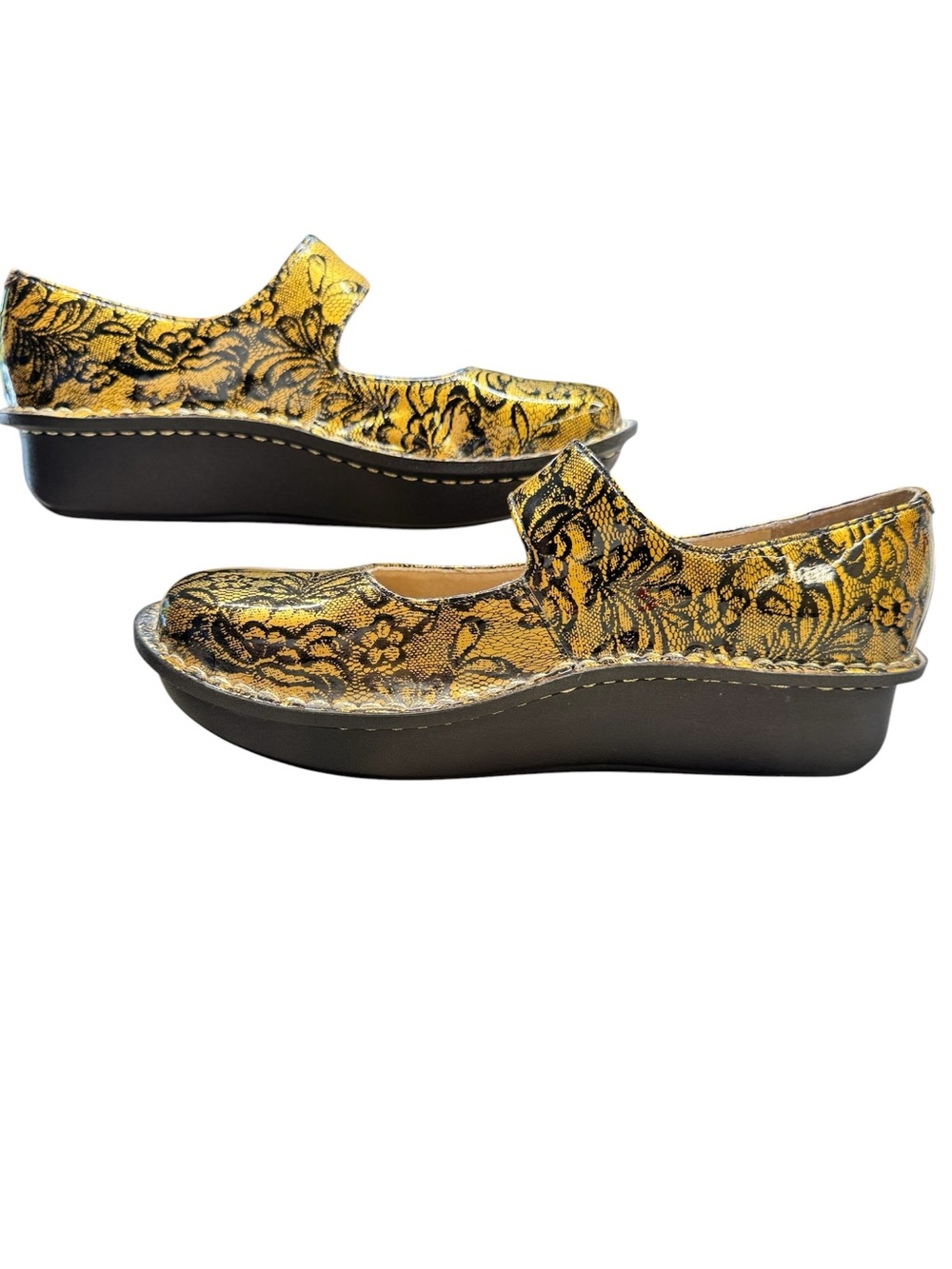Alegria Paloma Mary Jane Black/Gold Lace Leather Edgy Boho/Lit Chic:Whimsygoth